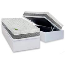 Cama Box Baú Solteiro: Colchão Molas Ensacadas Luckspuma MasterPocket Aspen One Side + Base CRC Courano White(88x188) Cama Box Baú Solteiro: Colchão Molas Ensacadas Luckspuma MasterPocket Aspen One Side + Base CRC Courano White(88x188)