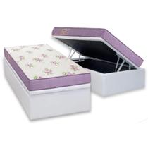 Cama Box Baú Solteiro: Colchão Molas Ensacadas Ortobom D23 Physical Super Resistente + Base CRC Courano White(88x188)