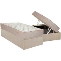 Cama Box Baú Solteiro: Colchão Molas Ensacadas Ortobom Orthotel Superluxo + Base CRC Suede Clean (88x188)