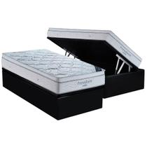 Cama Box Baú Solteiro: Colchão Molas Ensacadas Ortobom SuperPocket Freedom + Base CRC Suede Black(88x188)