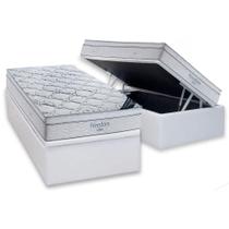 Cama Box Baú Solteiro: Colchão Molas Ensacadas Ortobom SuperPocket Freedom Visco + Base CRC Suede White(88x188)