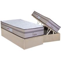 Cama Box Baú Solteiro: Colchão Molas Ensacadas Paropas Evidence + Base CRC Suede Clean (88x188)