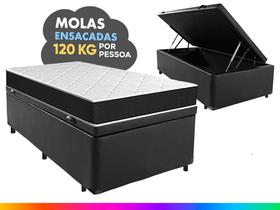 Cama Box Baú Solteiro + Colchão Molas Ensacadas Pergola Europillow 88x188x67cm Cama Box Baú Solteiro + Colchão Molas Ensacadas Pergola Europillow 88x188x67cm