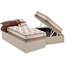 Cama Box Baú Solteiro: Colchão Molas Herval MasterPocket Ensacadas Istambul + Base CRC Suede Bege(88x188) Cama Box Baú Solteiro: Colchão Molas Herval MasterPocket Ensacadas Istambul + Base CRC Suede Bege(88x188)