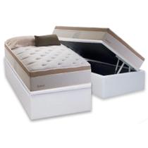 Cama Box Baú Solteiro: Colchão Molas Herval MasterPocket Inspiracion + Base CRC Courano White(88x188)
