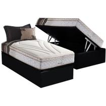 Cama Box Baú Solteiro: Colchão Molas Herval Maxspring American + Base CRC Suede Black(88x188)