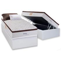 Cama Box Baú Solteiro: Colchão Molas Herval Maxspring Edimburgo + Base CRC Courano White(88x188)