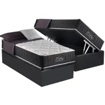 Cama Box Baú Solteiro: Colchão Molas MasterPocket Ensacadas Anjos Fort Flex + Base CRC Suede Gray(88x188)