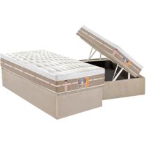 Cama Box Baú Solteiro: Colchão Molas MasterPocket Ensacadas Castor Silver Star Air + Base CRC Suede Clean (88x188)