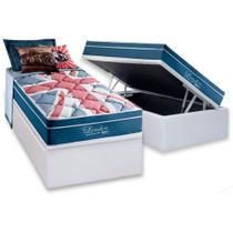 Cama Box Baú Solteiro: Colchão Molas MasterPocket Ensacadas D Angelis Anjos London + Base CRC Courano White (88x188)