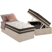 Cama Box Baú Solteiro: Colchão Molas MasterPocket Ensacadas D Angelis Anjos Superlastic Classic + Base CRC Suede Clean (88x188)