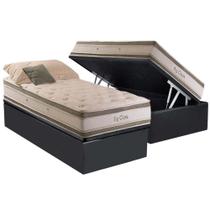 Cama Box Baú Solteiro: Colchão Molas MasterPocket Ensacadas Herval ConfortClass Big Class DF + Base CRC Suede Gray (88x188)