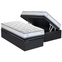 Cama Box Baú Solteiro: Colchão Molas MasterPocket Ensacadas Herval La Playa C1634 + Base CRC Suede Gray (88x188x28)