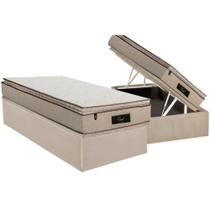 Cama Box Baú Solteiro: Colchão Molas MasterPocket Ensacadas Luckspuma Cloud + Base CRC Suede Clean (88x188)