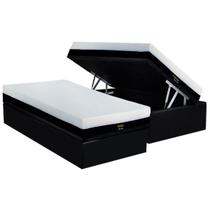 Cama Box Baú Solteiro: Colchão Molas MasterPocket Ensacadas Luckspuma Gold Line Elastic Zipper + Base CRC Suede Black (88x188) Cama Box Baú Solteiro: Colchão Molas MasterPocket Ensacadas Luckspuma Gold Line Elastic Zipper + Base CRC Suede Black (88x188)