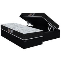 Cama Box Baú Solteiro: Colchão Molas MasterPocket Ensacadas Orthoflex Starflex + Base CRC Suede Black (88x188) Cama Box Baú Solteiro: Colchão Molas MasterPocket Ensacadas Orthoflex Starflex + Base CRC Suede Black (88x188)