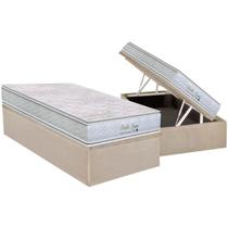 Cama Box Baú Solteiro: Colchão Molas MasterPocket Ensacadas Orthoflex Starflex Dream New + Base CRC Suede Clean (88x188)