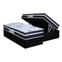 Cama Box Baú Solteiro: Colchão Molas MasterPocket Ensacadas Paropas Basic Black + Base CRC Suede Black (88x188) Cama Box Baú Solteiro: Colchão Molas MasterPocket Ensacadas Paropas Basic Black + Base CRC Suede Black (88x188)