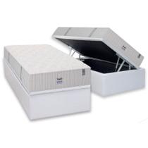 Cama Box Baú Solteiro: Colchão Molas MasterPocket Ensacadas Sealy Phoenix + Base CRC Courano White (88x188)