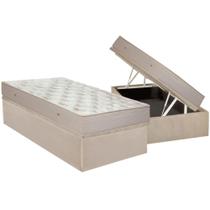 Cama Box Baú Solteiro: Colchão Molas Ortobom Hotelaria Multilastic Orthotel SuperLuxo + Base CRC Suede Clean(88x188)