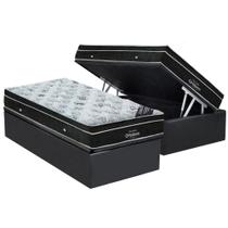 Cama Box Baú Solteiro: Colchão Molas Ortobom Nanolastic Exclusive + Base Suede Gray(88x188)