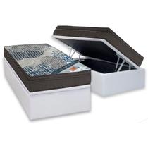 Cama Box Baú Solteiro: Colchão Molas Ortobom SuperPocket Fort Tech ISO + Base CRC Courano White(88x188)