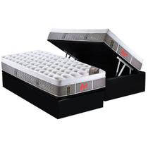 Cama Box Baú Solteiro: Colchão Molas Pocket Ensacadas Castor Light Stress Oxygen New Plush + Base CRC Courano Black(88x188) Cama Box Baú Solteiro: Colchão Molas Pocket Ensacadas Castor Light Stress Oxygen New Plush + Base CRC Courano Black(88x188)