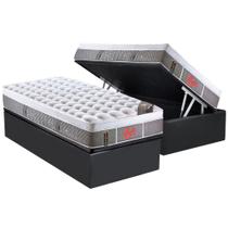 Cama Box Baú Solteiro: Colchão Molas Pocket Ensacadas Castor Light Stress Oxygen New Plush + Base CRC Suede Gray(88x188)