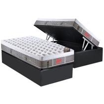 Cama Box Baú Solteiro: Colchão Molas Pocket Ensacadas Castor Light Stress Oxygen New Plush Visco + Base CRC Suede Gray(88x188)