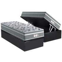 Cama Box Baú Solteiro: Colchão Molas Probel MasterPocket Ensacadas ProDormir Evolution + Base CRC Suede Gray(88x188)