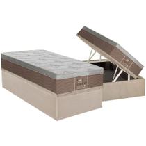 Cama Box Baú Solteiro: Colchão Molas Probel Prolastic Guardian + Base CRC Suede Clean(88x188)