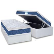Cama Box Baú Solteiro: Colchão Molas Probel Prolastic ProDormir Blue + Base CRC Courano White(88x188)