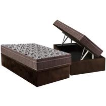 Cama Box Baú Solteiro: Colchão Molas SuperPocket Ensacadas Ortobom Physical + Base CRC Suede Brown (88x188)