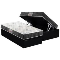 Cama Box Baú Solteiro: Colchão Ortopédico Anjos D28 / AG65 Ortoline + Base CRC Suede Black(88x188)