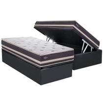 Cama Box Baú Solteiro: Colchão Ortopédico Herval AG65 Belfort + Base CRC Suede Gray (88x188)