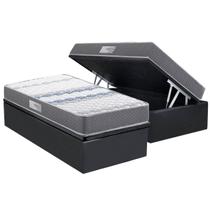 Cama Box Baú Solteiro: Colchão Ortopédico Herval D60 / AG65 Timeless + Base CRC Suede Gray (88x188)