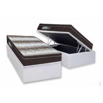 Cama Box Baú Solteiro: Colchão Ortopédico Ortobom Light + Base CRC Courano White (88x188) Cama Box Baú Solteiro: Colchão Ortopédico Ortobom Light + Base CRC Courano White (88x188)