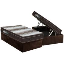 Cama Box Baú Solteiro: Colchão Ortopédico Ortobom Light + Base CRC Suede Brown(88x188) Cama Box Baú Solteiro: Colchão Ortopédico Ortobom Light + Base CRC Suede Brown(88x188)
