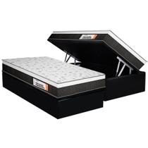 Cama Box Baú Solteiro: Colchão Ortopédico Plumatex Falcon Ultra Firme + Base CRC Suede Black(88x188)