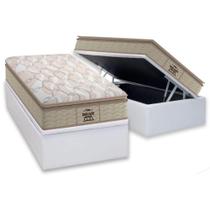 Cama Box Baú Solteiro: Colchão Ortopédico Probel D33 / AG65 Guarda Costas Extreme Resistence Pillow Top + Base CRC Courano White(88x188)