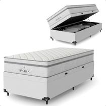 Cama Box Baú Solteiro + Colchão Paris Molas Ensacadas Branco Cama Box Baú Solteiro + Colchão Paris Molas Ensacadas Branco