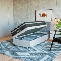 Cama Box Baú Solteiro + Colchão Paris Molas Ensacadas Preto