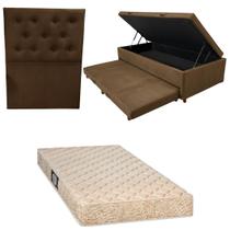 Cama Box Baú Solteiro com Auxiliar Bicama Colchão de Espuma Toulon D33 Kit Completo com Cabeceira Botonê Diversas Cores Cama Box Baú Solteiro com Auxiliar Bicama Colchão de Espuma Toulon D33 Kit Completo com Cabeceira Botonê Diversas Cores