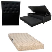 Cama Box Baú Solteiro com Auxiliar Bicama Colchão de Espuma Toulon D33 Kit Completo com Cabeceira Botonê Diversas Cores