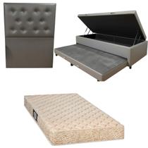 Cama Box Baú Solteiro com Auxiliar Bicama Colchão de Espuma Toulon D33 Kit Completo com Cabeceira Botonê Diversas Cores