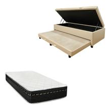 Cama Box Baú Solteiro com Auxiliar Bicama Colchão Eagle Molas Bonnel 22cm Diversas Cores