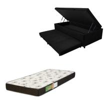 Cama Box Baú Solteiro com Auxiliar Bicama Colchão Solteiro Espuma D20 12cm