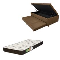 Cama Box Baú Solteiro com Auxiliar Bicama Colchão Solteiro Espuma D20 12cm