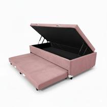 Cama Box Baú Solteiro com Auxiliar Conjugada Blindada Pistão a Gás Suporta Até 200kg 188x88x42