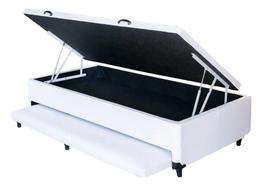 Cama Box Baú Solteiro com Auxiliar Espuma Sintético Branco 56x78x188 Cama Box Baú Solteiro com Auxiliar Espuma Sintético Branco 56x78x188